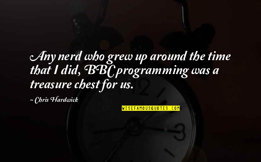 Treasure Time Quotes By Chris Hardwick: Any nerd who grew up around the time Treasure Time Quotes By Chris Hardwick: Any nerd who grew up around the time