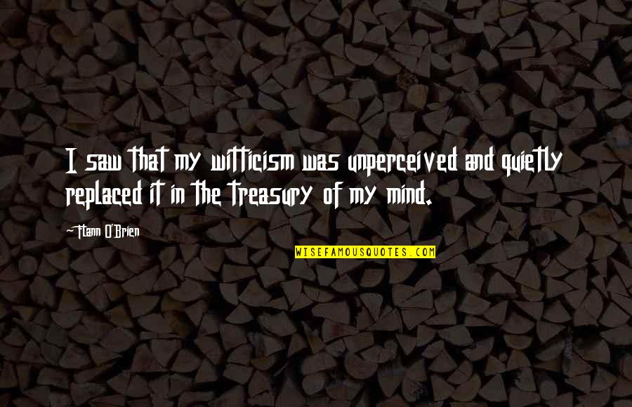 Treasury Quotes By Flann O'Brien: I saw that my witticism was unperceived and