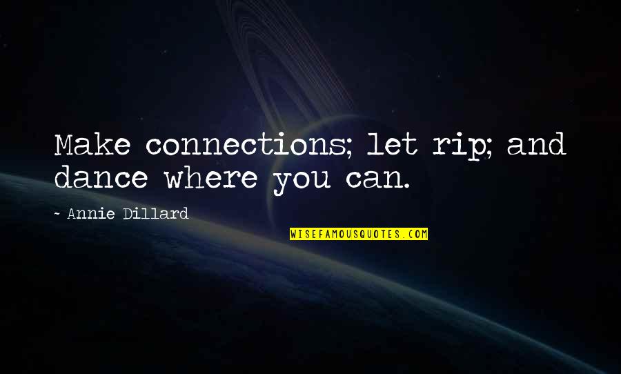 Treat Everyone Nice Quotes By Annie Dillard: Make connections; let rip; and dance where you