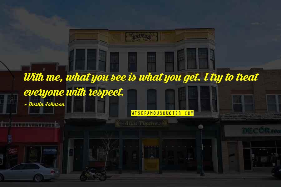 Treat Everyone With Respect Quotes By Dustin Johnson: With me, what you see is what you