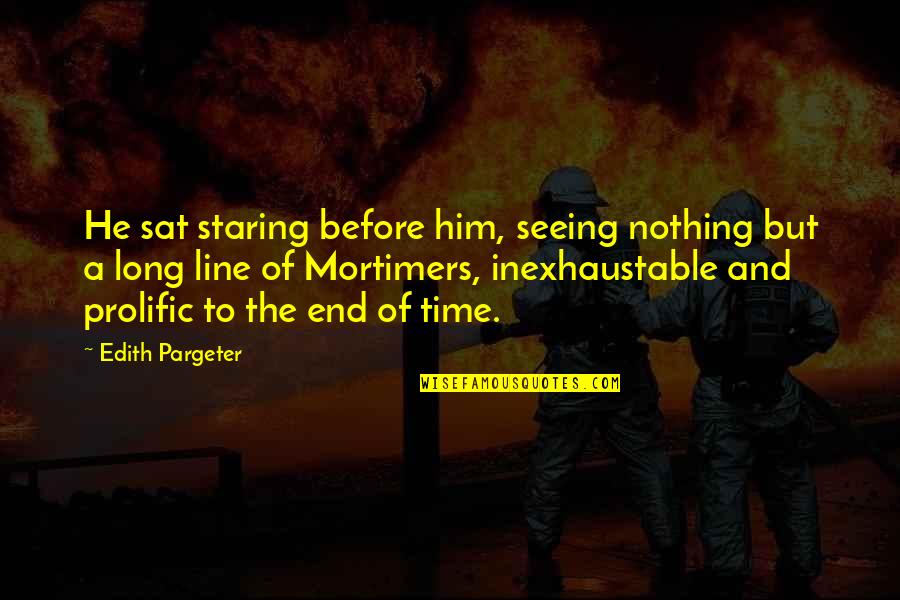 Treat Me Like An Outsider Quotes By Edith Pargeter: He sat staring before him, seeing nothing but Treat Me Like An Outsider Quotes By Edith Pargeter: He sat staring before him, seeing nothing but