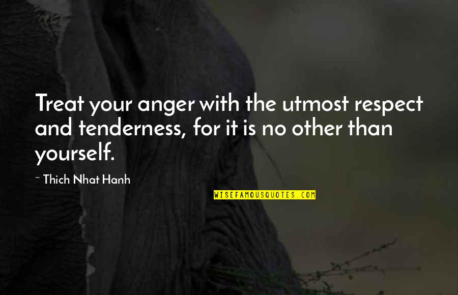 Treat With Respect Quotes By Thich Nhat Hanh: Treat your anger with the utmost respect and Treat With Respect Quotes By Thich Nhat Hanh: Treat your anger with the utmost respect and