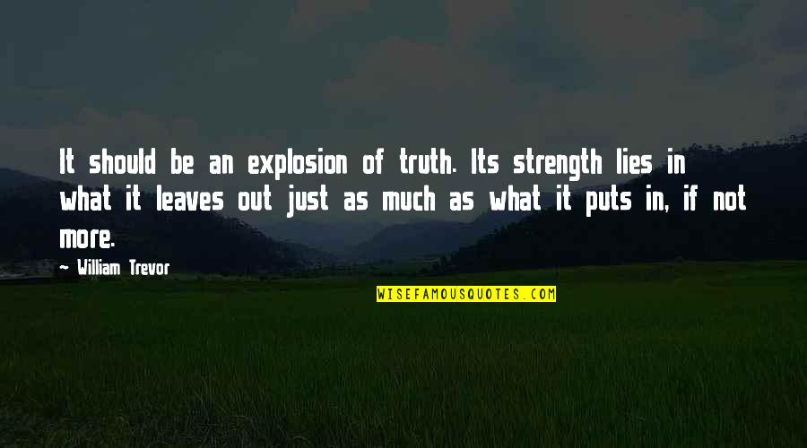 Trebek Last Taping Quotes By William Trevor: It should be an explosion of truth. Its Trebek Last Taping Quotes By William Trevor: It should be an explosion of truth. Its
