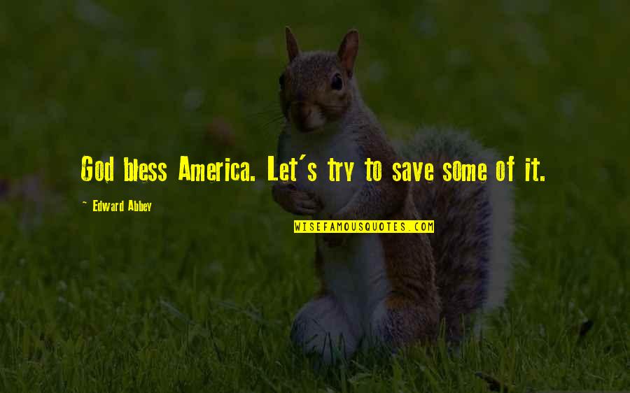 Treccani Vocabolario Quotes By Edward Abbey: God bless America. Let's try to save some