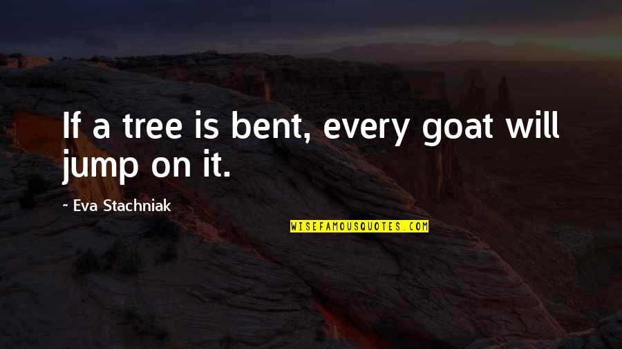 Tree Metaphor Quotes By Eva Stachniak: If a tree is bent, every goat will Tree Metaphor Quotes By Eva Stachniak: If a tree is bent, every goat will