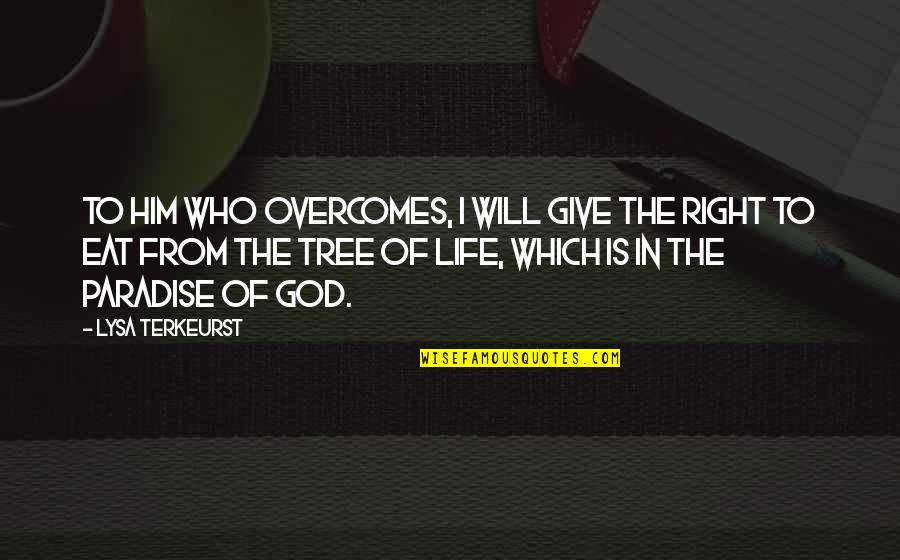 Tree Of Life Quotes By Lysa TerKeurst: To him who overcomes, I will give the