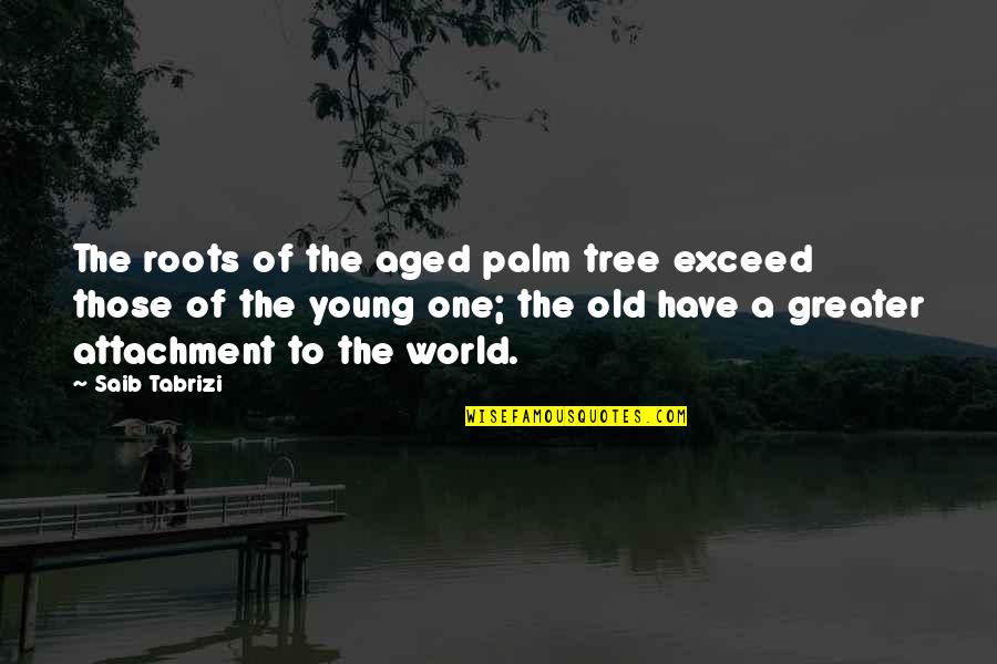 Tree Roots Quotes By Saib Tabrizi: The roots of the aged palm tree exceed