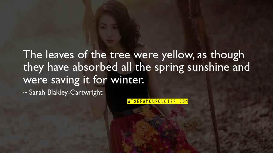 Tree Without Leaves Quotes By Sarah Blakley-Cartwright: The leaves of the tree were yellow, as