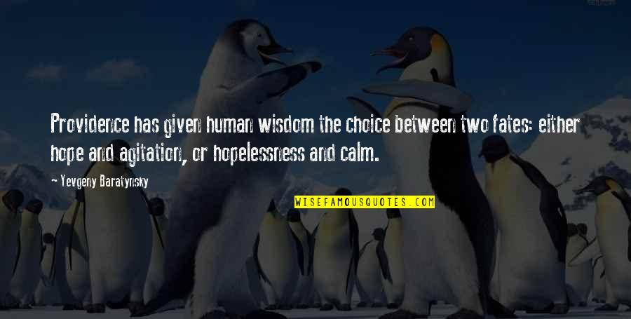 Treeful Damaso Quotes By Yevgeny Baratynsky: Providence has given human wisdom the choice between