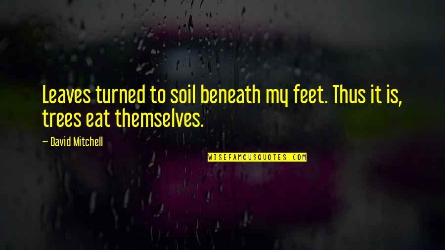 Trees And Leaves Quotes By David Mitchell: Leaves turned to soil beneath my feet. Thus