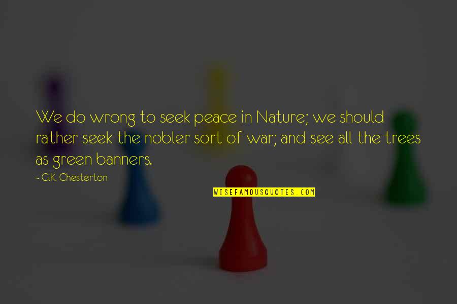 Trees And Nature Quotes By G.K. Chesterton: We do wrong to seek peace in Nature;