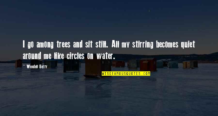 Trees And Water Quotes By Wendell Berry: I go among trees and sit still. All