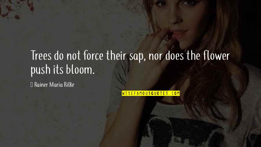Trees In Bloom Quotes By Rainer Maria Rilke: Trees do not force their sap, nor does Trees In Bloom Quotes By Rainer Maria Rilke: Trees do not force their sap, nor does