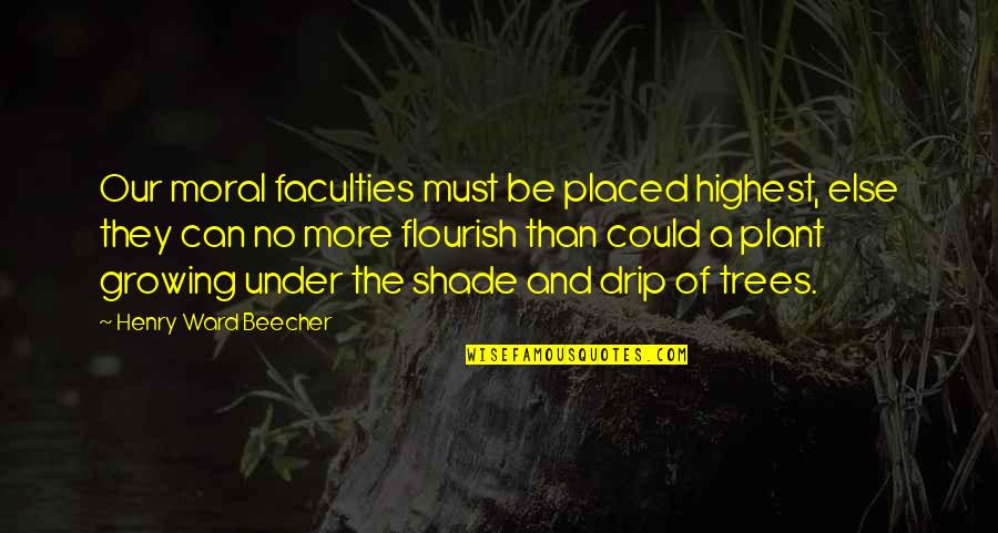 Trees Shade Quotes By Henry Ward Beecher: Our moral faculties must be placed highest, else