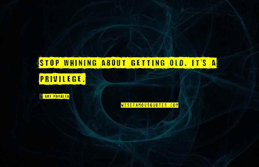 Trehan's Quotes By Amy Poehler: Stop whining about getting old. It's a privilege.