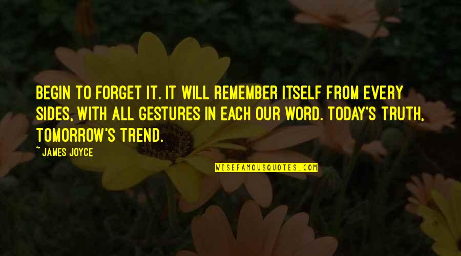 Trend Quotes By James Joyce: Begin to forget it. It will remember itself