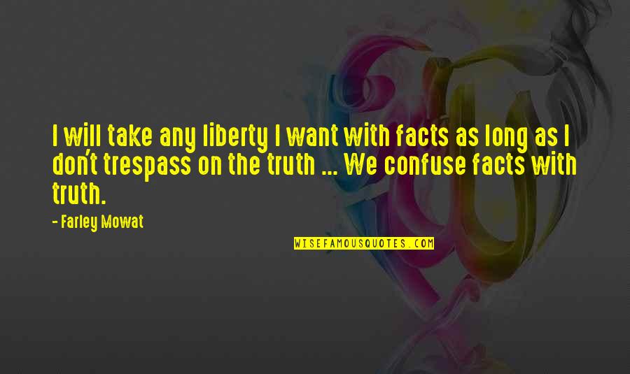 Trespass Quotes By Farley Mowat: I will take any liberty I want with