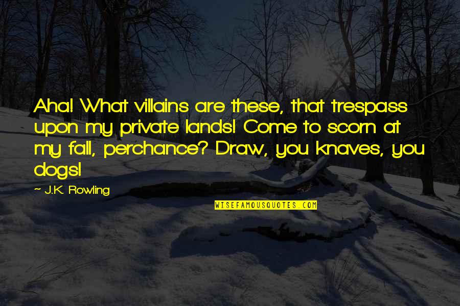 Trespass Quotes By J.K. Rowling: Aha! What villains are these, that trespass upon