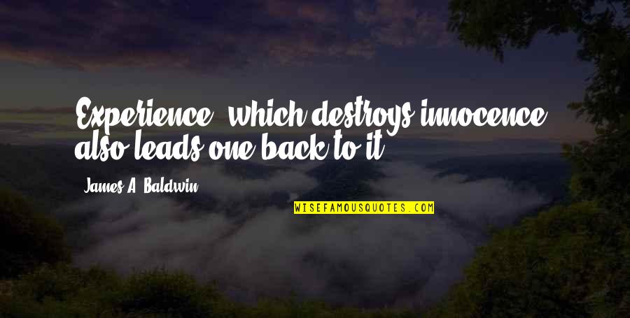Tretyakov Quotes By James A. Baldwin: Experience, which destroys innocence, also leads one back