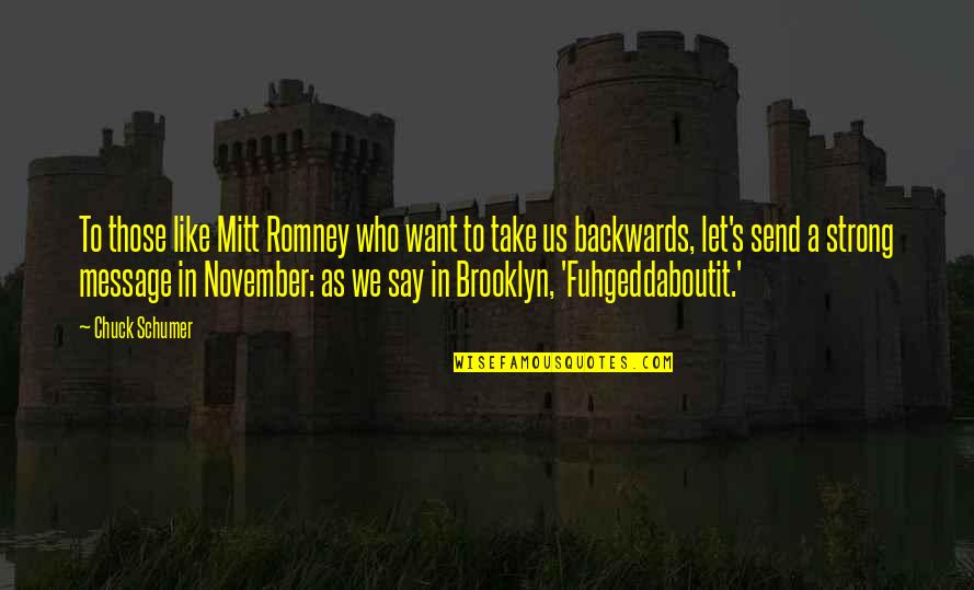 Trevanians Peak Quotes By Chuck Schumer: To those like Mitt Romney who want to