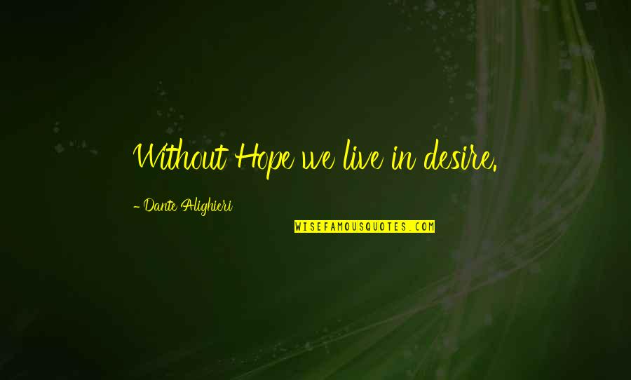 Trevians Quotes By Dante Alighieri: Without Hope we live in desire.