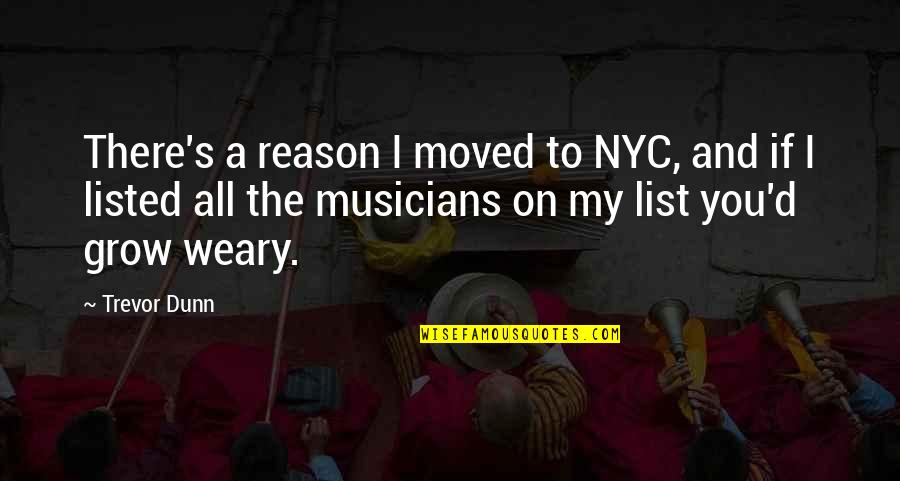 Trevor's Quotes By Trevor Dunn: There's a reason I moved to NYC, and