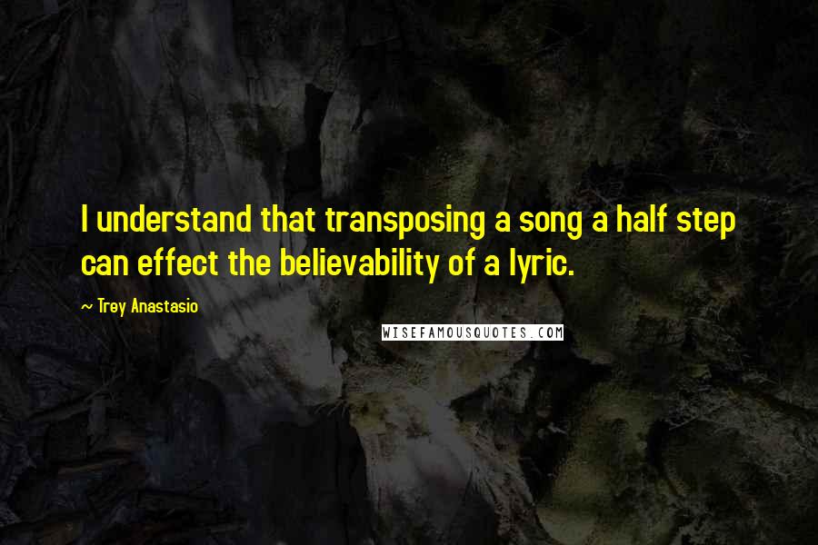 Trey Anastasio quotes: I understand that transposing a song a half step can effect the believability of a lyric.
