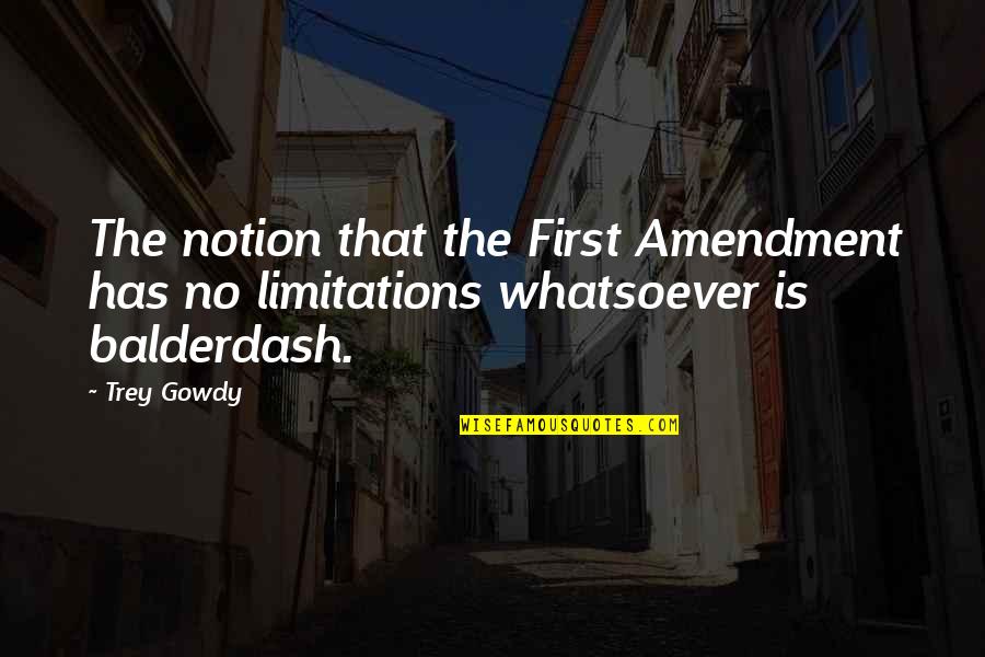 Trey Gowdy Quotes By Trey Gowdy: The notion that the First Amendment has no