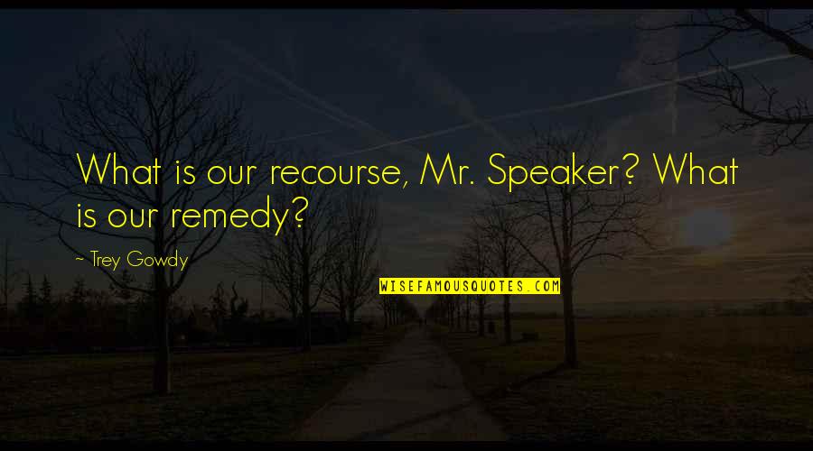 Trey Gowdy Quotes By Trey Gowdy: What is our recourse, Mr. Speaker? What is