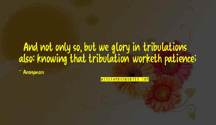 Tribulation Quotes By Anonymous: 3And not only so, but we glory in Tribulation Quotes By Anonymous: 3And not only so, but we glory in