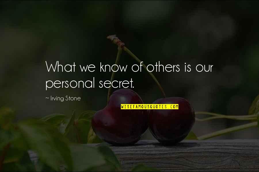 Triceps Quotes By Irving Stone: What we know of others is our personal