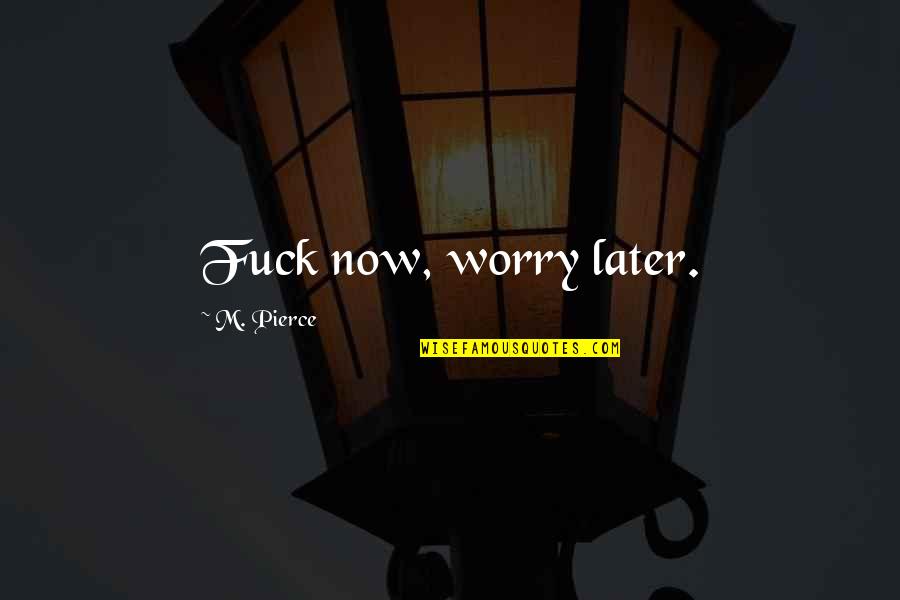 Trichem Quotes By M. Pierce: Fuck now, worry later. Trichem Quotes By M. Pierce: Fuck now, worry later.