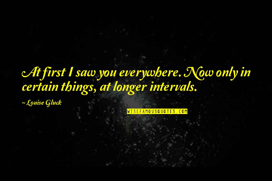 Tried And True Tropes Quotes By Louise Gluck: At first I saw you everywhere. Now only