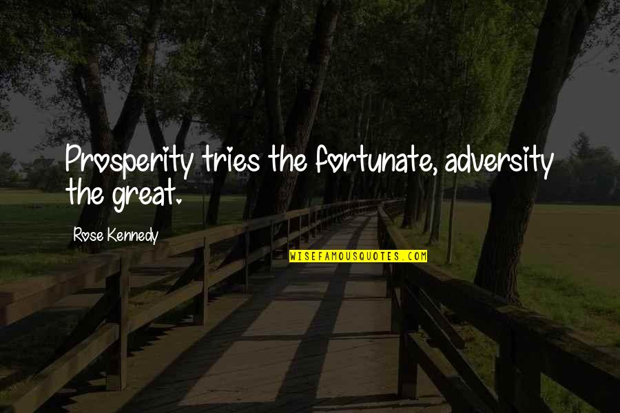 Tries Quotes By Rose Kennedy: Prosperity tries the fortunate, adversity the great. Tries Quotes By Rose Kennedy: Prosperity tries the fortunate, adversity the great.