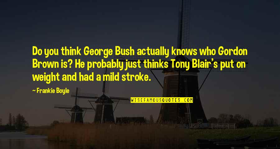 Trietileta Quotes By Frankie Boyle: Do you think George Bush actually knows who