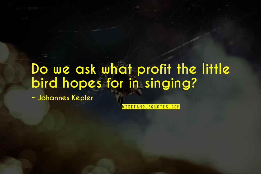 Triffin Dilemma Quotes By Johannes Kepler: Do we ask what profit the little bird Triffin Dilemma Quotes By Johannes Kepler: Do we ask what profit the little bird