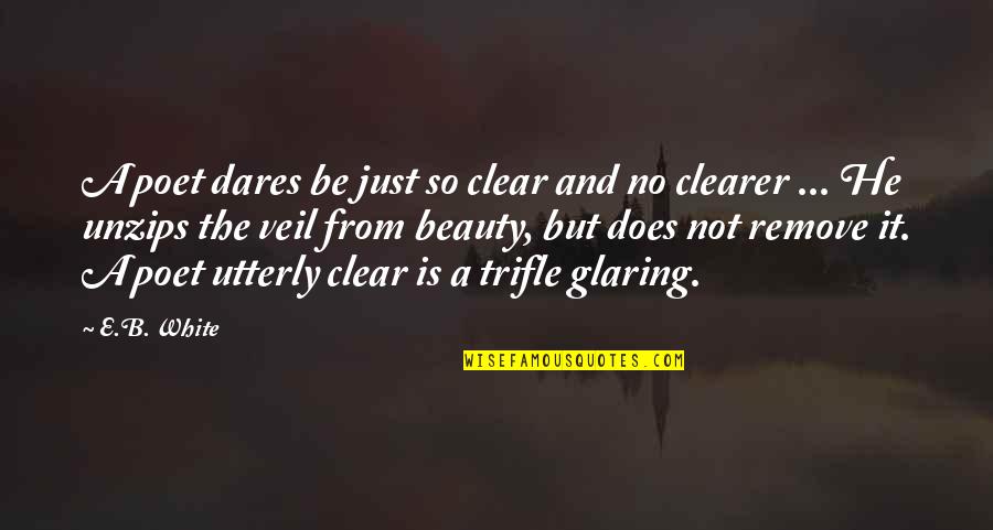 Trifle Quotes By E.B. White: A poet dares be just so clear and Trifle Quotes By E.B. White: A poet dares be just so clear and