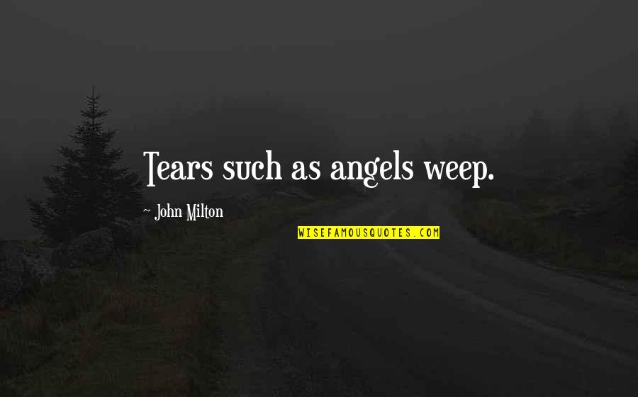 Trifling Family Members Quotes By John Milton: Tears such as angels weep.