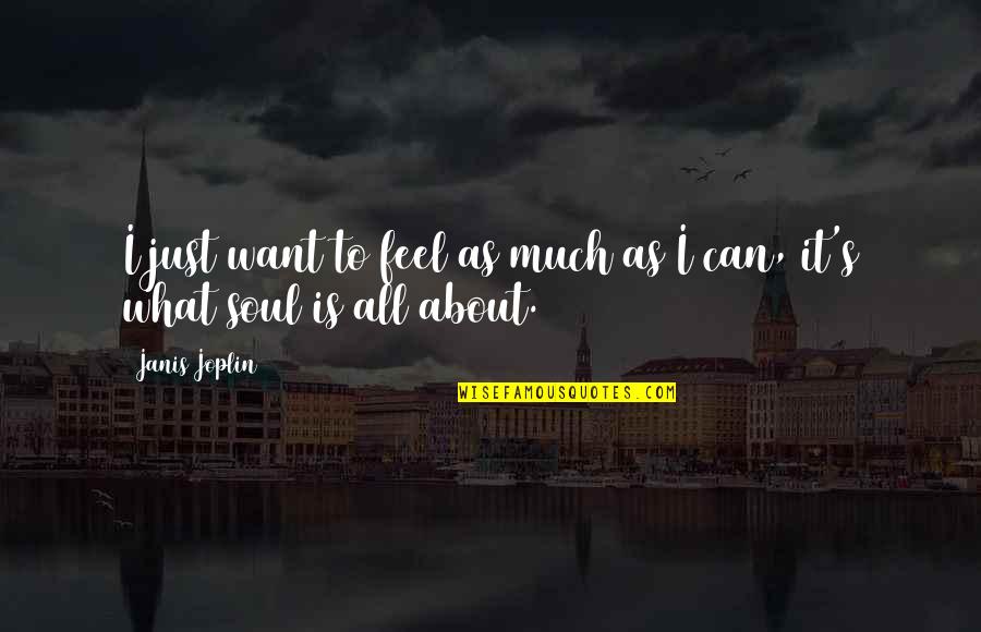 Trimbos Pizza Quotes By Janis Joplin: I just want to feel as much as