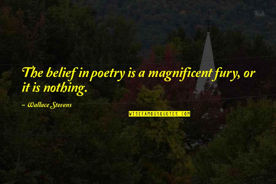 Trinchero Quotes By Wallace Stevens: The belief in poetry is a magnificent fury,