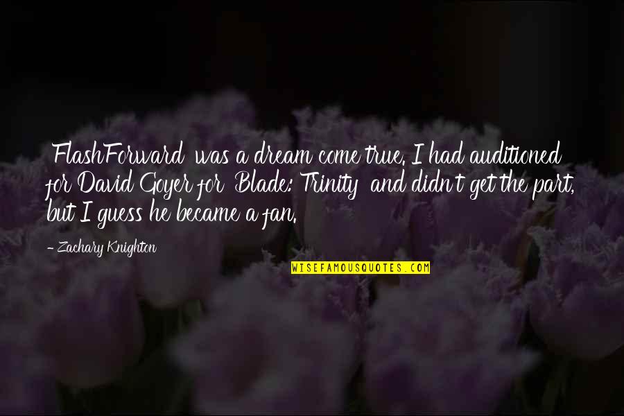 Trinity Quotes By Zachary Knighton: 'FlashForward' was a dream come true. I had
