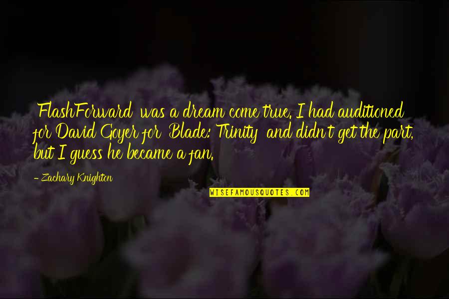 Trinity's Quotes By Zachary Knighton: 'FlashForward' was a dream come true. I had