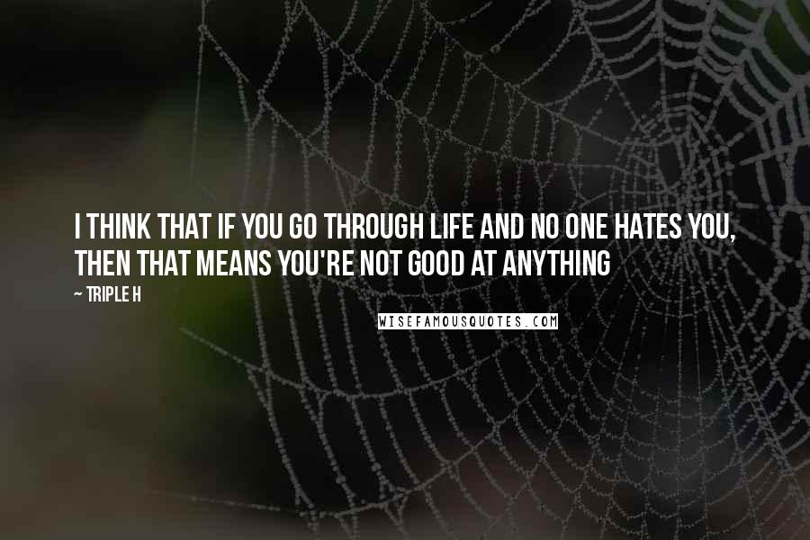 Triple H quotes: I think that if you go through life and no one hates you, then that means you're not good at anything
