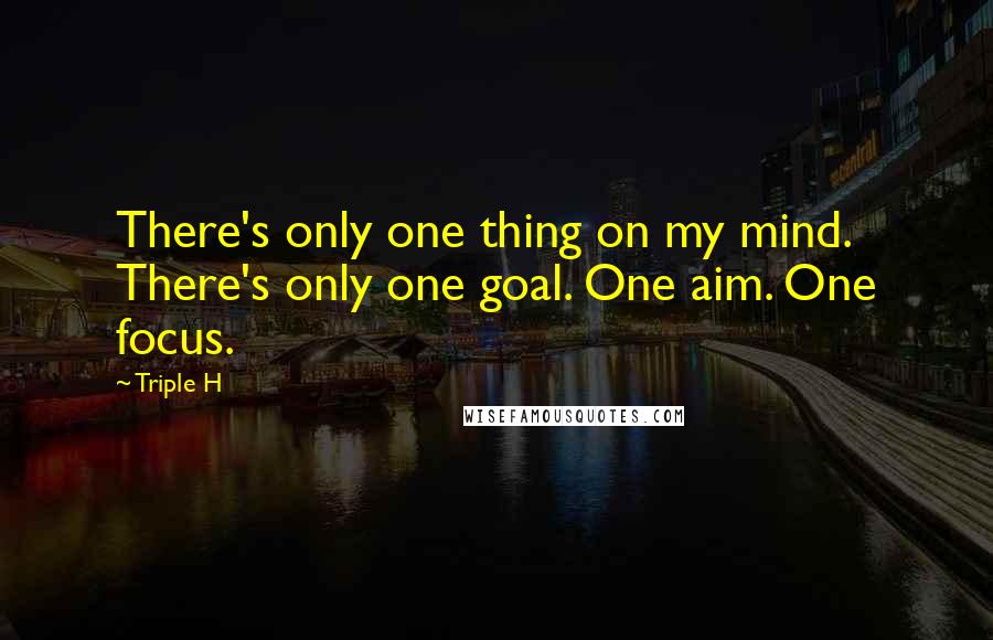 Triple H quotes: There's only one thing on my mind. There's only one goal. One aim. One focus.