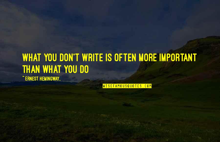 Triple Threat Memorable Quotes By Ernest Hemingway,: What you don't write is often more important