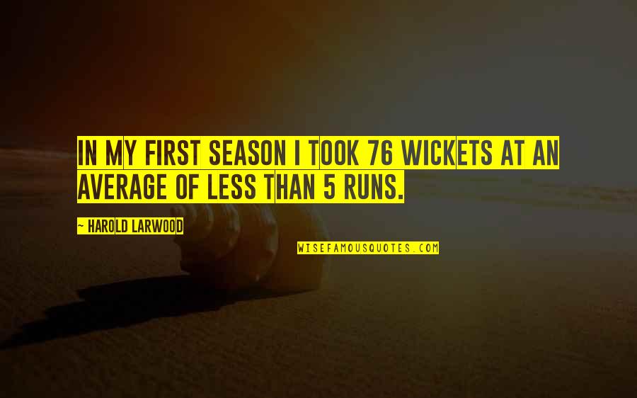 Tripodis Konstantinos Quotes By Harold Larwood: In my first season I took 76 wickets