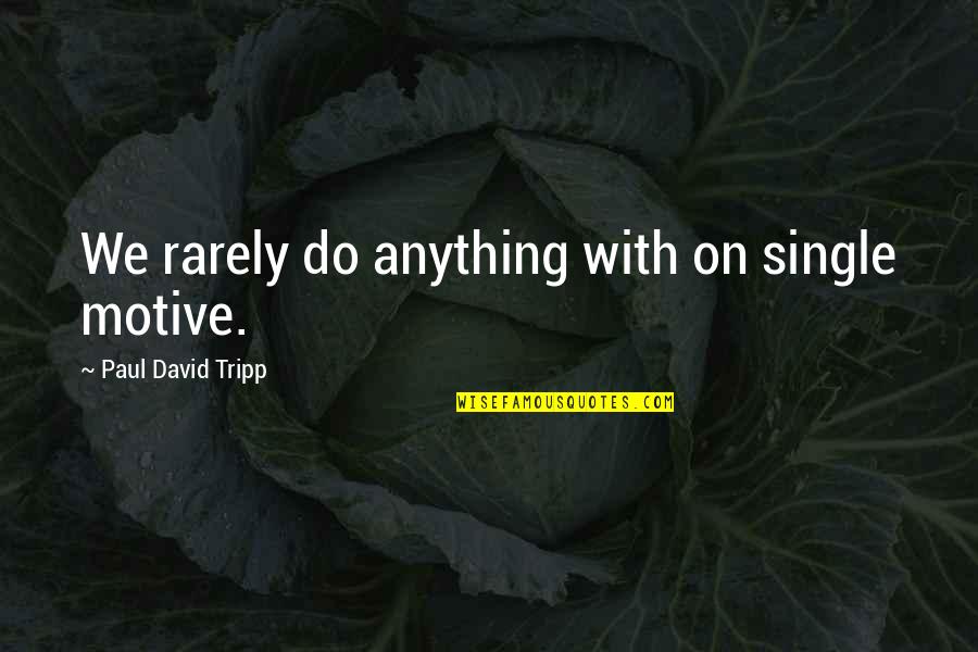 Tripp Quotes By Paul David Tripp: We rarely do anything with on single motive.