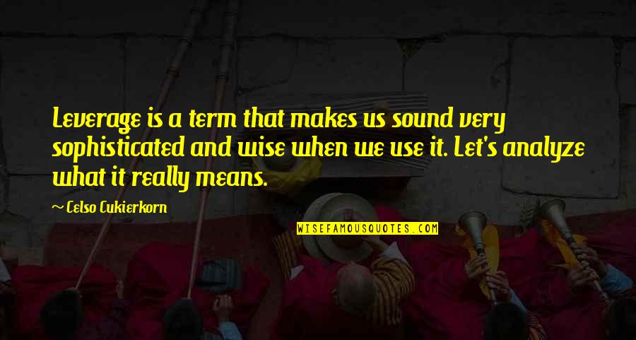 Triskelion Star Quotes By Celso Cukierkorn: Leverage is a term that makes us sound Triskelion Star Quotes By Celso Cukierkorn: Leverage is a term that makes us sound