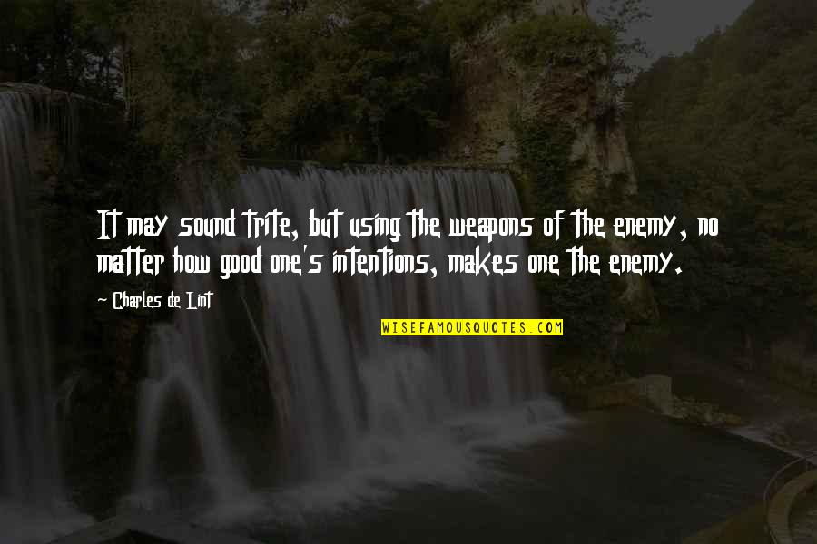 Trite Quotes By Charles De Lint: It may sound trite, but using the weapons