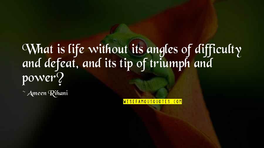 Triumph And Defeat Quotes By Ameen Rihani: What is life without its angles of difficulty